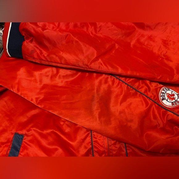 Boston Red Sox Jacket G-III Carl Banks Bomber Baseball Big Logo Satin Two Sided - Picture 10 of 14